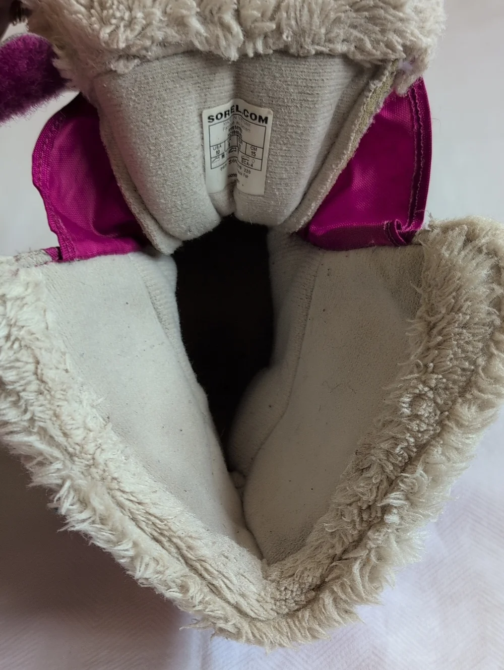 Sorel Kids Snow Commander Waterproof Winter Boots Pink Black Size 10 - Picture 9 of 11